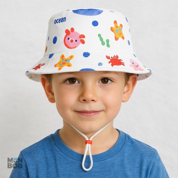 Chapeau enfant style océan, bob blanc pour les petits