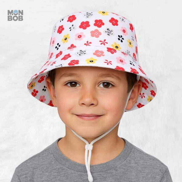 Chapeau bébé fleuri rouge, style estival et coloré