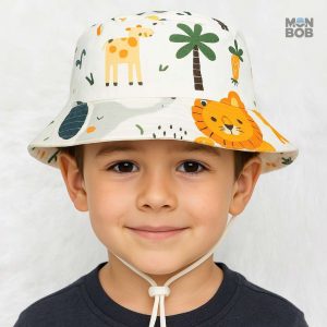 Chapeau enfant motif savane, parfait pour le plein air