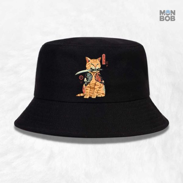 Chapeau Bob style original avec design de chat