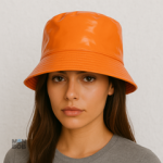 Chapeau imperméable orange, idéal pour les intempéries