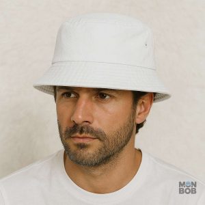 Chapeau Bob Blanc en tissu denim, style décontracté