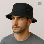 Chapeau bob homme en couleur noire, style décontracté