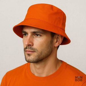 Chapeau bob orange uni, style décontracté et estival