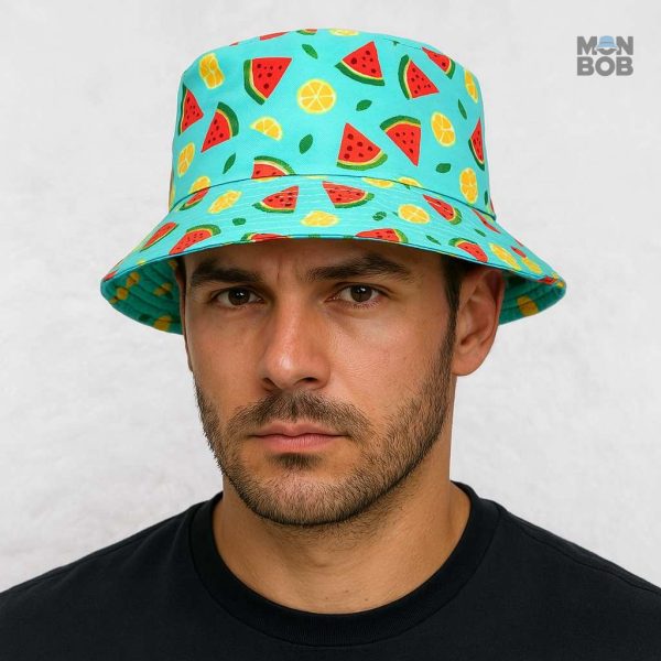 Bob réversible fruit, style estival avec motif pastèque