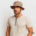 Chapeau beige pour homme, idéal pour la randonnée et les sorties estivales