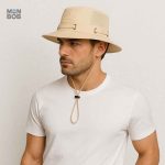 Chapeau de randonnée beige, style bob homme
