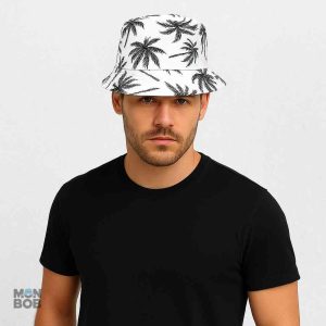 Bob tendance avec motif palmier blanc, réversible et pratique
