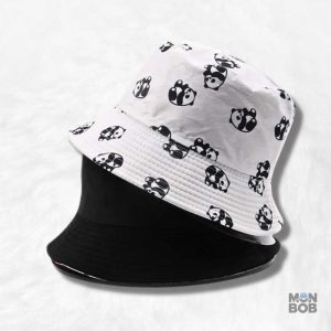 Bob réversible panda en tissu doux et léger