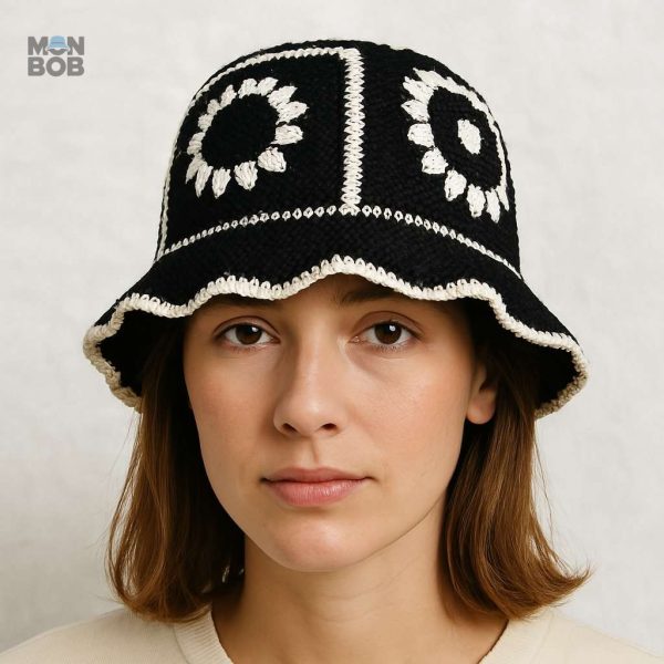 Bob noir en tricot, style décontracté et moderne