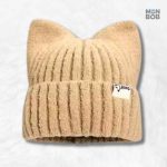 Bonnet beige à oreilles de chat, style mignon et tendance