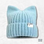 Bonnet chat bleu avec oreilles, style original et amusant