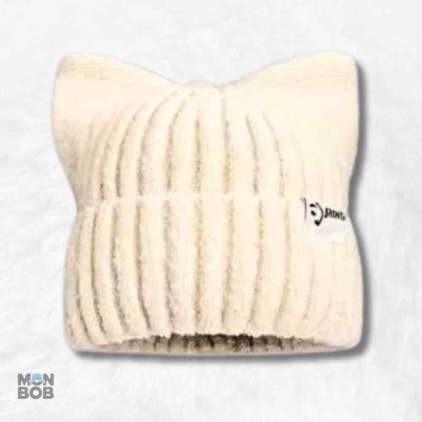 bonnet-a-oreilles-de-chat-creme-1 Bonnet crème à oreilles de chat pour un style ludique