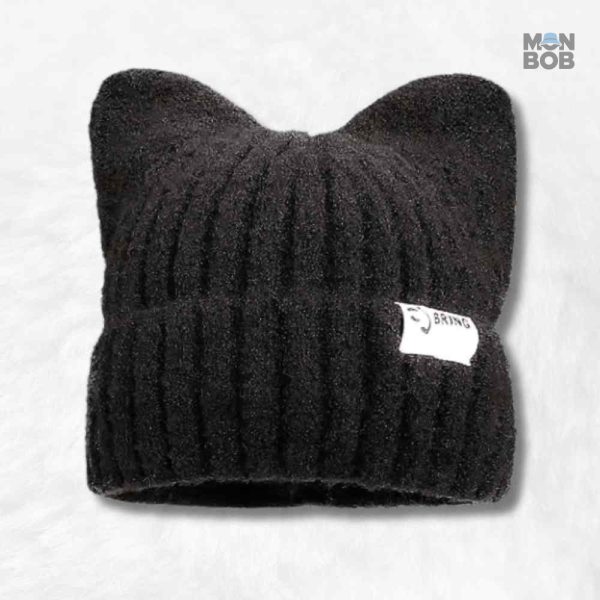 Bonnet à oreilles de chat noir, accessoire tendance et stylé