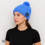 Bonnet à Pompon bleu avec fonction Bluetooth pour écouter de la musique
