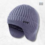 Bonnet cache oreilles gris en tricot confortable et chaud