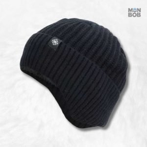 Bonnet d'hiver noir avec cache-oreilles pour un confort optimal