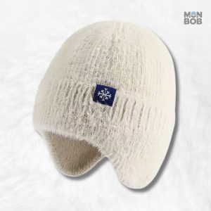 Bonnet cache oreille en laine crème pour un confort optimal