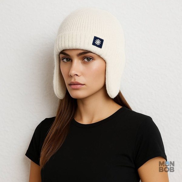 Bonnet en laine crème, idéal pour protéger les oreilles du froid