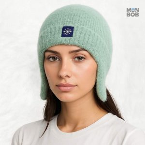 Bonnet en laine verte, idéal pour protéger les oreilles du froid