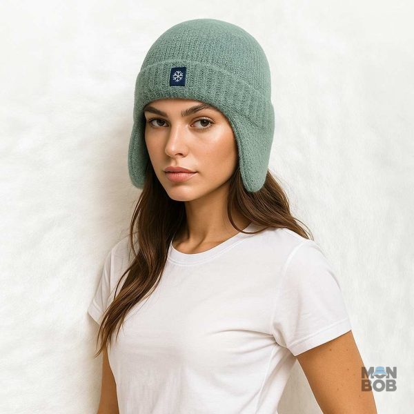 Bonnet en laine pour protéger les oreilles, couleur verte