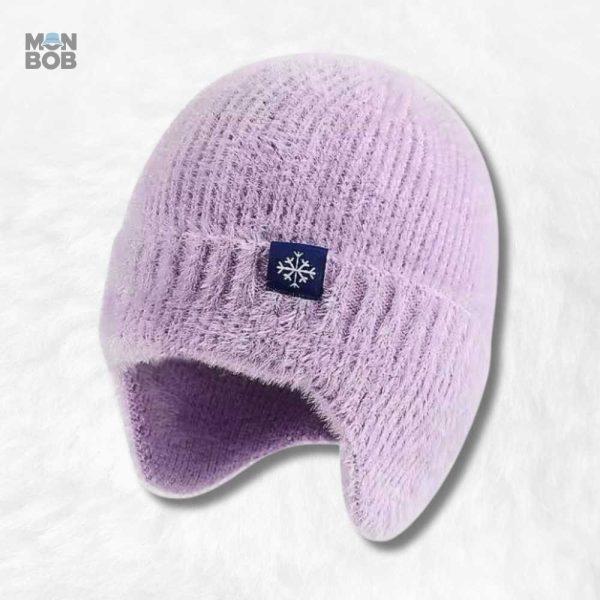 Bonnet Cache Oreilles en Laine Violette