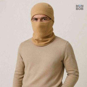 Cagoule beige, accessoire tendance pour l'hiver et le froid