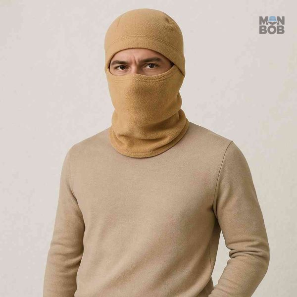 Cagoule beige, accessoire tendance pour l'hiver et le froid