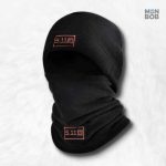 Bonnet cagoule en polaire noire, accessoire chaud et confortable