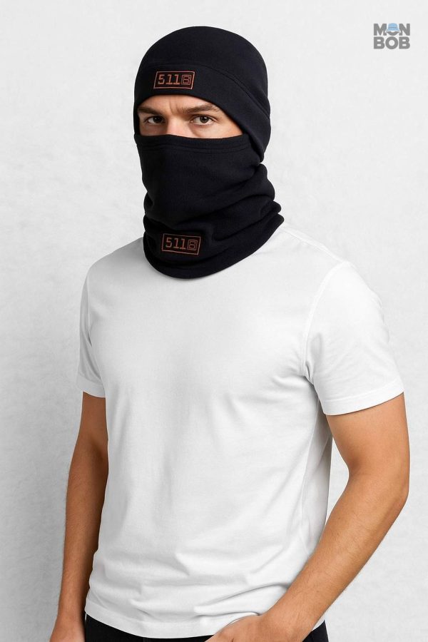 Cagoule noire en polaire, idéale pour l'hiver et les activités extérieures