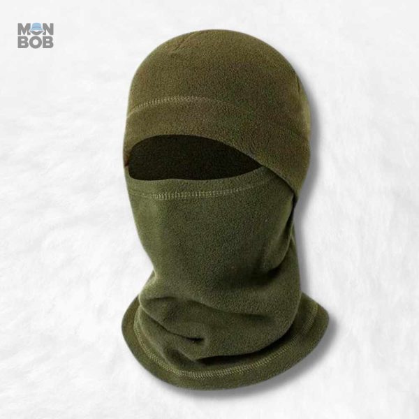 Bonnet cagoule vert en tissu confortable et chaud