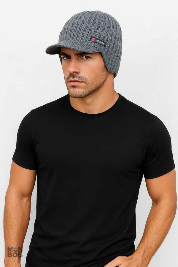Accessoire hiver : casquette cache oreille en gris