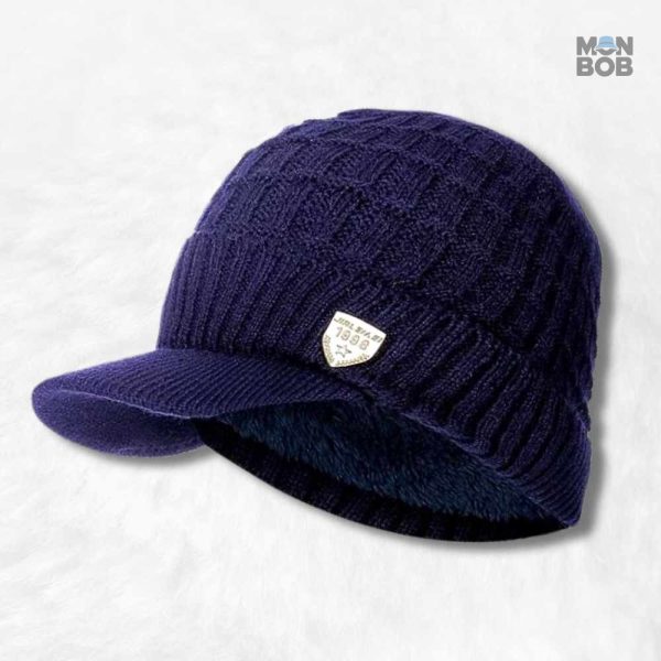 Bonnet Casquette Doublé Polaire Bleu