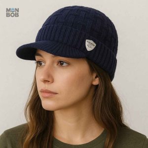 Casquette Doublée en Polaire, Couleur Bleue