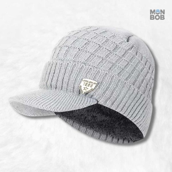 Bonnet casquette doublé polaire gris clair pour homme