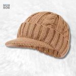 Bonnet casquette tricot beige en maille douce et élégante