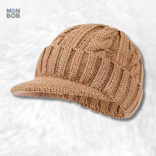 Bonnet casquette tricot beige en maille douce et élégante