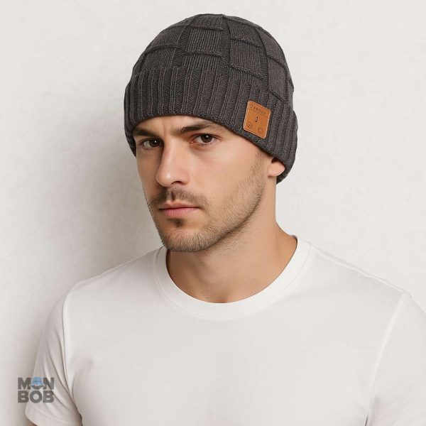 Accessoire tendance : bonnet avec écouteurs intégrés en gris