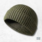 Bonnet court tricot vert en maille douce et confortable