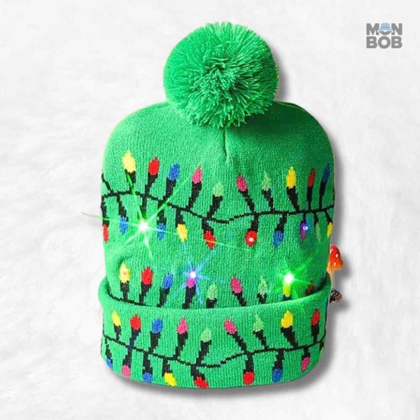 Bonnet de Noël clignotant pour une festive ambiance hivernale