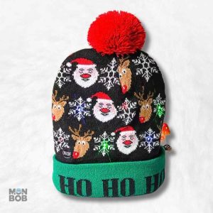 Bonnet de Noël avec illustration festive et décorative