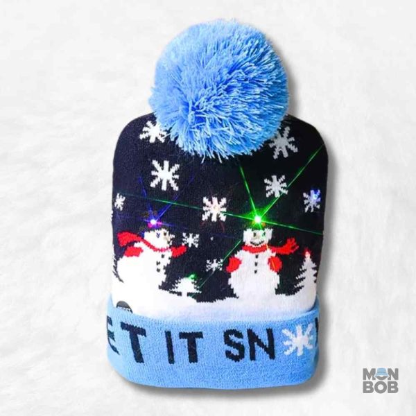 Bonnet de Noël lumineux Bonhomme de Neige pour les fêtes