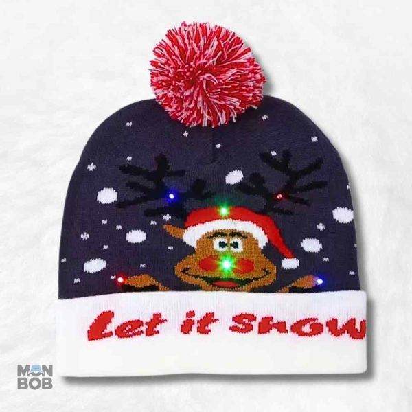 Bonnet lumineux de Noël "Let it Snow" pour les fêtes
