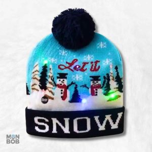 Bonnet de Noël Original "Let it Snow" en rouge et blanc