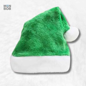 Bonnet de Noël Vert avec pompon et bord blanc