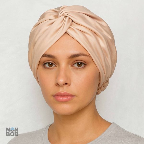Bonnet Satin Beige pour protéger vos cheveux pendant la nuit