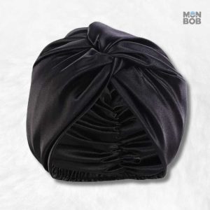 Bonnet de nuit en satin noir élégant et confortable