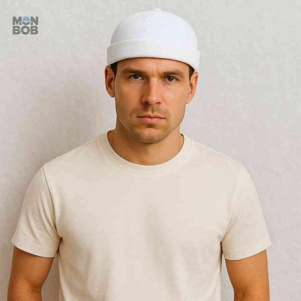 Bonnet blanc de style docker, accessoire tendance et polyvalent