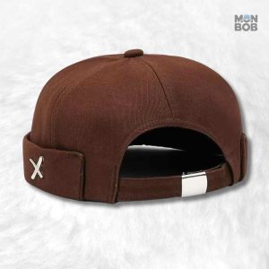 Bonnet Docker en coton marron, style décontracté et tendance
