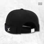 Bonnet Docker noir en coton, style décontracté et tendance